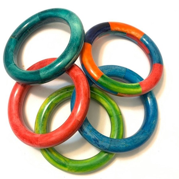 Colorful 5pcs bone Bangle Set - Picture 5 of 5